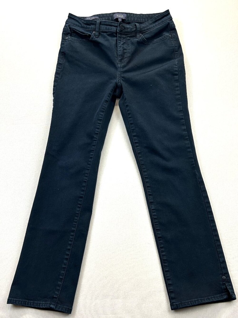 NYDJ Sheri Slim Jeans Womens Size 4 Black Denim Mid Rise Straight Stretch